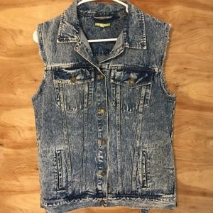 Gianni Bini Jean denim vest sleeveless jacket S